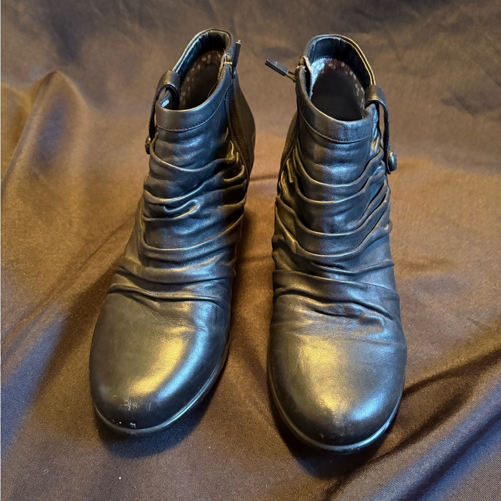 Dansko Black Leather Ankle Booties